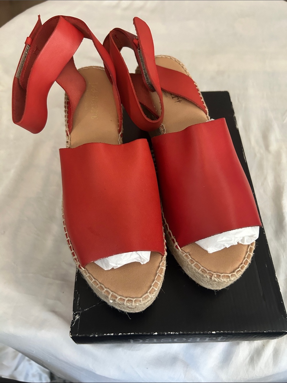 Paseart Women’s Red Espadrille Ankle-Strap Platform Sandals